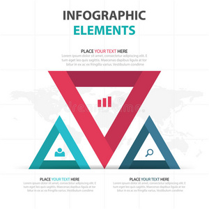 抽象彩色三角形业务时间线信息图形元素，演示模板平面设计矢量插图为We