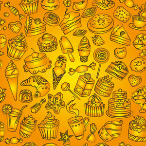 概述 插图 饼干 公司 糖果 卡通 柠檬 涂鸦 食物 美味的