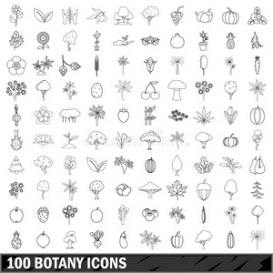 设置100个植物学图标，轮廓样式