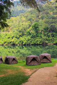 营地 旅游业 自然 帐篷 夏天 公园 季节 假期 泰国 场景