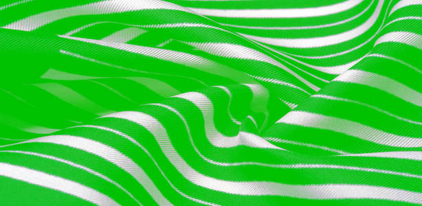 silk striped fabric. green white stripes. This beautiful, super 