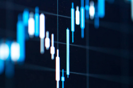 Forex chart on screen of laptop. Stock finance business diagram 