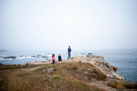 宝贝 童年 海景 海岸 女孩 岩石 加利福尼亚 女人 男孩