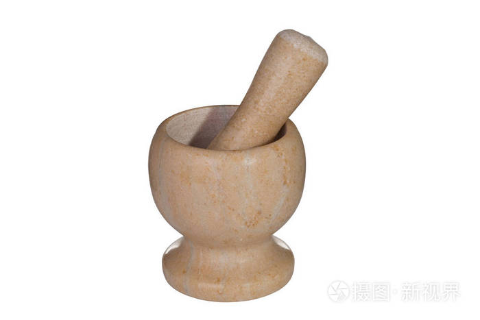 研磨香料的大理石研钵和杵