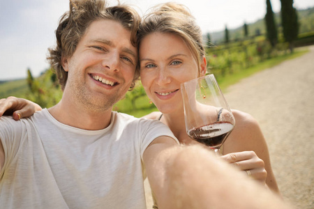 Young couple doing selfie. Travel. 