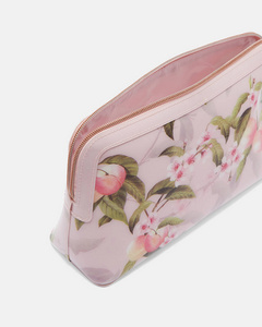 Elegant floral print pouch with white background