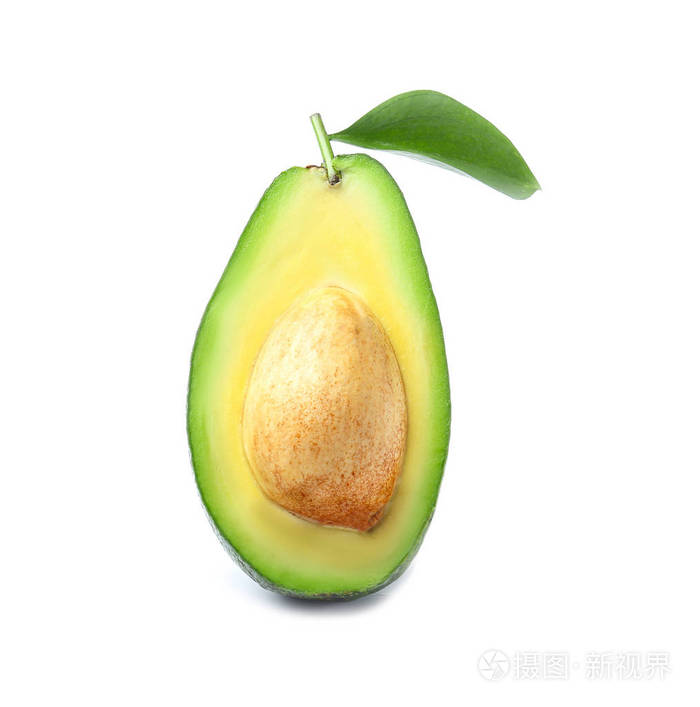 一半成熟鳄梨白底