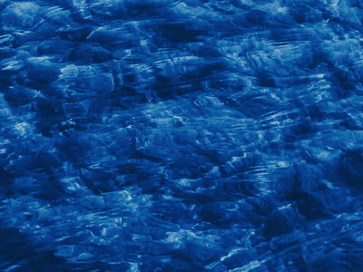 清水中的藻类。经典的蓝色自然趋势背景。2020年的颜色
