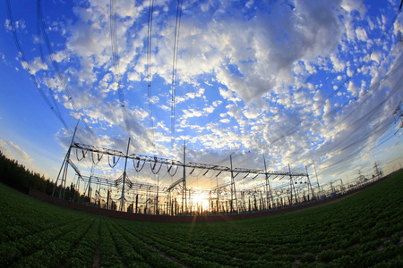 Substation in the evening, 