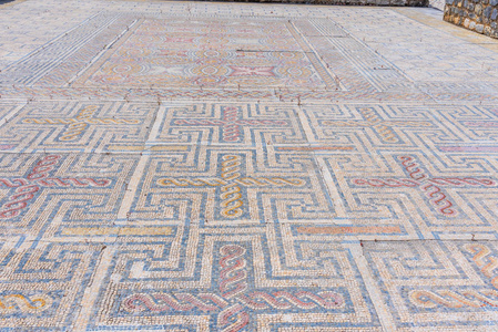 Floor mosaics at the ancient site of Conimbriga near Coimbra in 