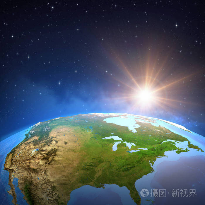太阳从太空照耀地球