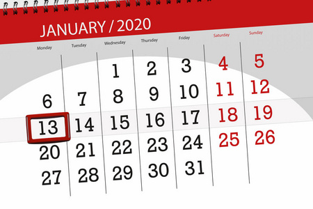 2020年1月日历规划师，截止日，13，m