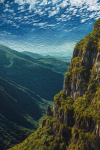 福塔莱萨峡谷有陡峭的岩石峭壁