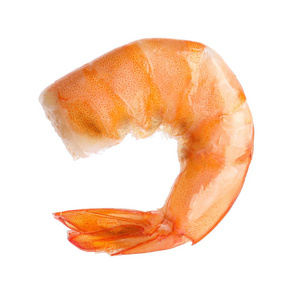美味的熟虾孤立在白色。健康海鲜