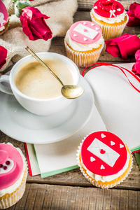  Valentines day cupcakes with coffee cup