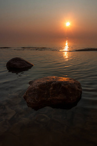 海景 风景 天空 波动 海滩 岩石 日落 黄昏 反射 日出