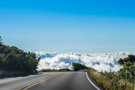沿着夏威夷毛伊岛的路走很长一段路照片