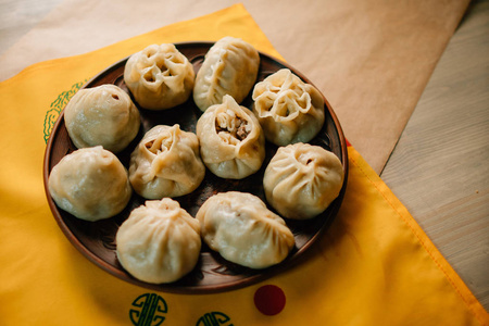 不丹 烹饪 亚洲 文化 自制 餐厅 盘子 饺子 晚餐 蒸的