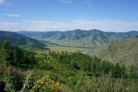 美丽的 天空 旅行 风景 山谷 草地 公园 小山 阿尔泰