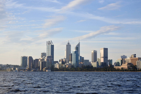 Perth financial centre skyline  at sunset 