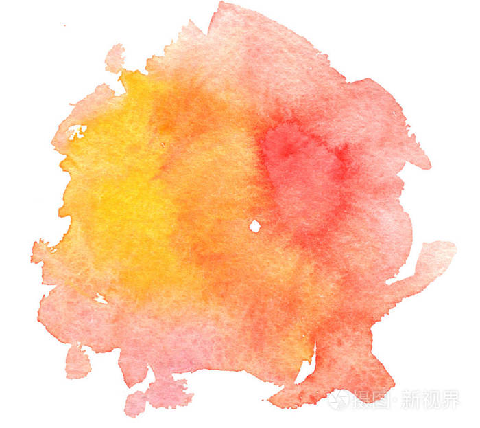 橙色水彩画背景颜料污渍