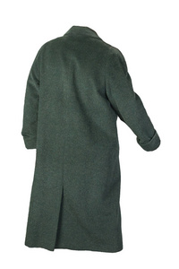  Female woolen coat with a hood isolated on a white background. 
