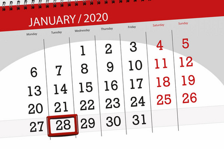 2020年1月日历规划师，截止日，28，t