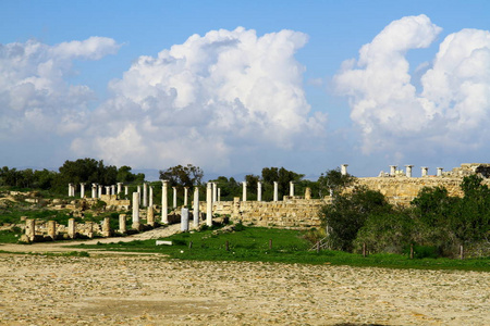 纪念碑 科林斯柱 古老的 大理石 塞浦路斯 地标 废墟 建筑学