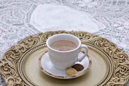 小吃 浓缩咖啡 盘子 咖啡 热的 泡沫 卡布奇诺 饼干 早晨