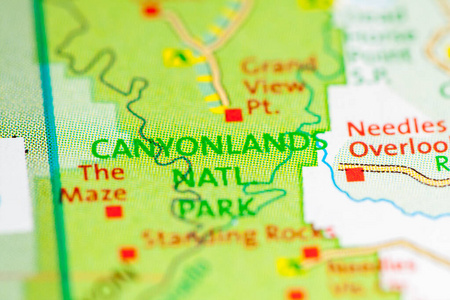 峡谷国家公园。犹他州。地图上的美国