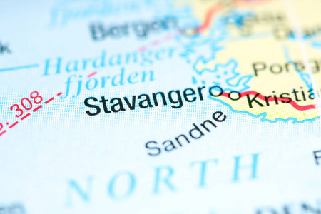 挪威斯塔万格地图上