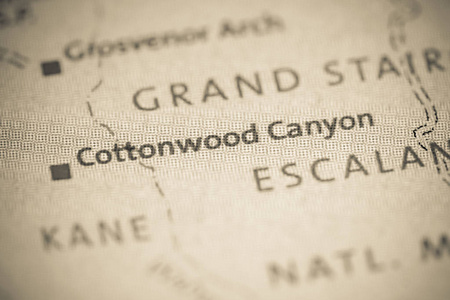 科顿伍德峡谷。犹他州。地图上的美国