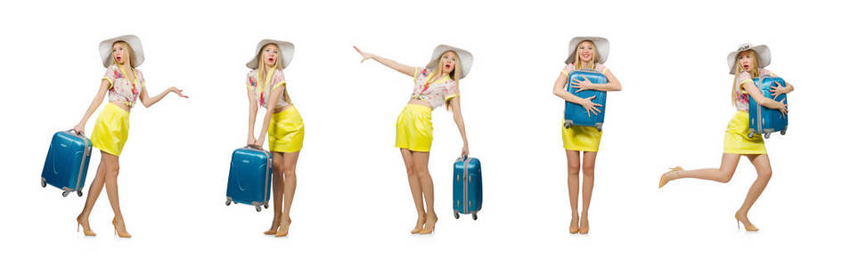 白色行李箱旅行度假概念图片