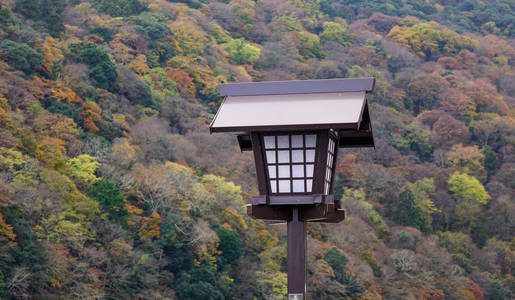 Wooden traditional lantern at the park 