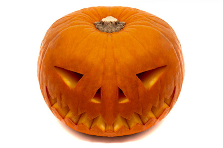 halloween orange pumpkin with evil smile 