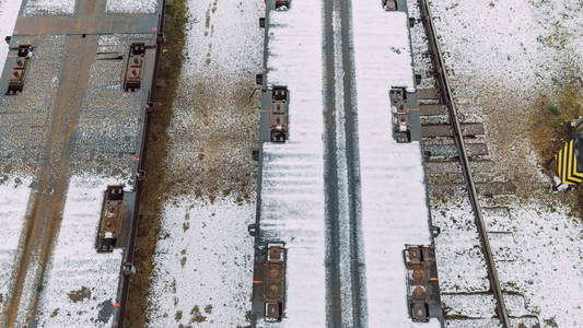 City Riga, Latvia.The locomotive pulls an empty cargo platform, 