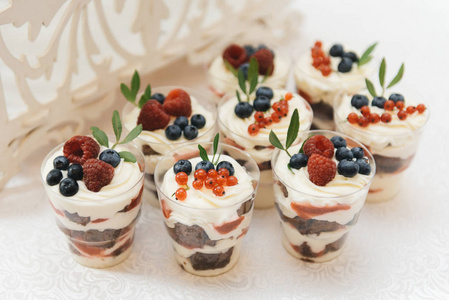 Candy bar.  Cupcakes and desserts with berries.  The concept of 