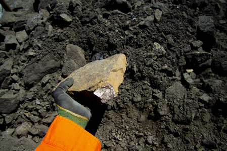 特写镜头 收集 采矿 样品 岩石 矿石 矿物 自然 矿物学