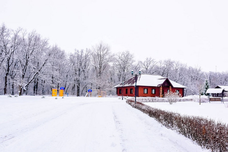 农场 步行 房子 国家 公园 森林 天空 小屋 滑雪 场景