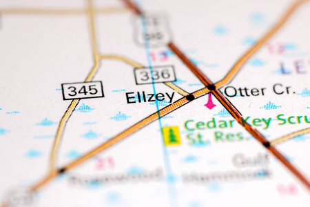 Ellzey. Florida. USA on a map