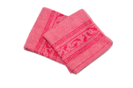 白色背景的粉红色毛巾图片