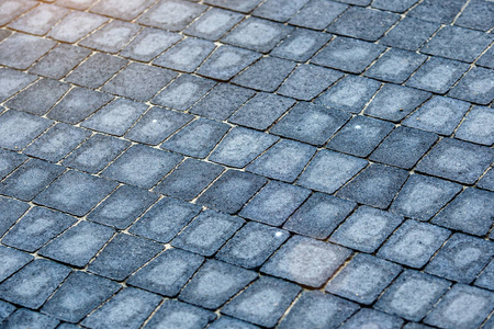 Perspective View of Monotone Gray Brick Stone on The Ground for 