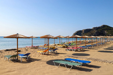 沙滩椅 假日 海洋 夏天 旅行 放松 地中海 太阳 海滩