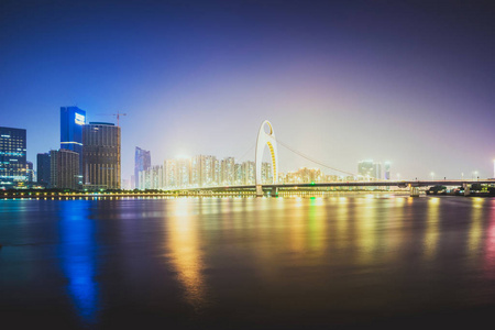 广州滨江夜景与现代城市景观