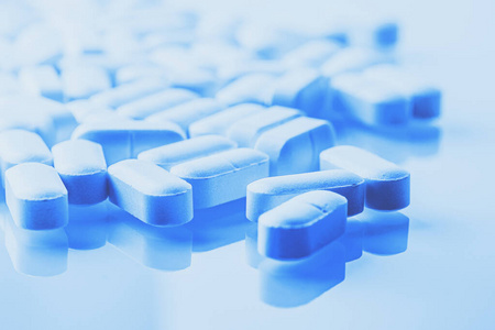 蓝色药片或阿片类药物药物滥用和过量概念