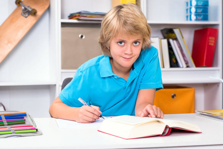 婴儿室 学习 课程 强调 白种人 书桌 思考 写作 学校