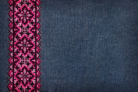 牛仔布 复制空间 纺织品 纹理 边境 粉红色 紫色 特写镜头