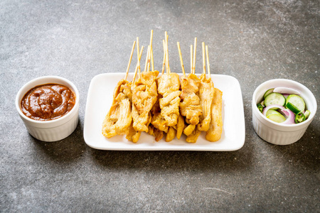 Pork satay  Grilled pork served with peanut sauce or sweet and 