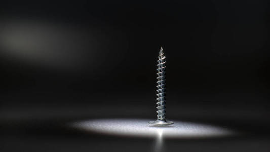 钢螺丝金属螺丝铁螺丝铬螺丝螺丝为背景，螺丝在深色背景上有背光。