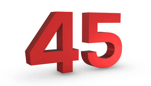 45号45号45号红色标牌3D渲染隔离在白色Bac上插画